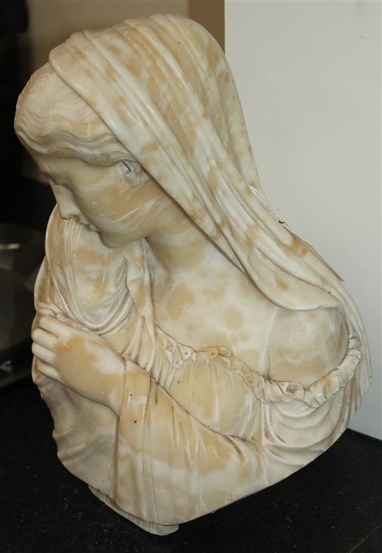 A 19th century Italian marble bust of a mother and infant, H.17in.